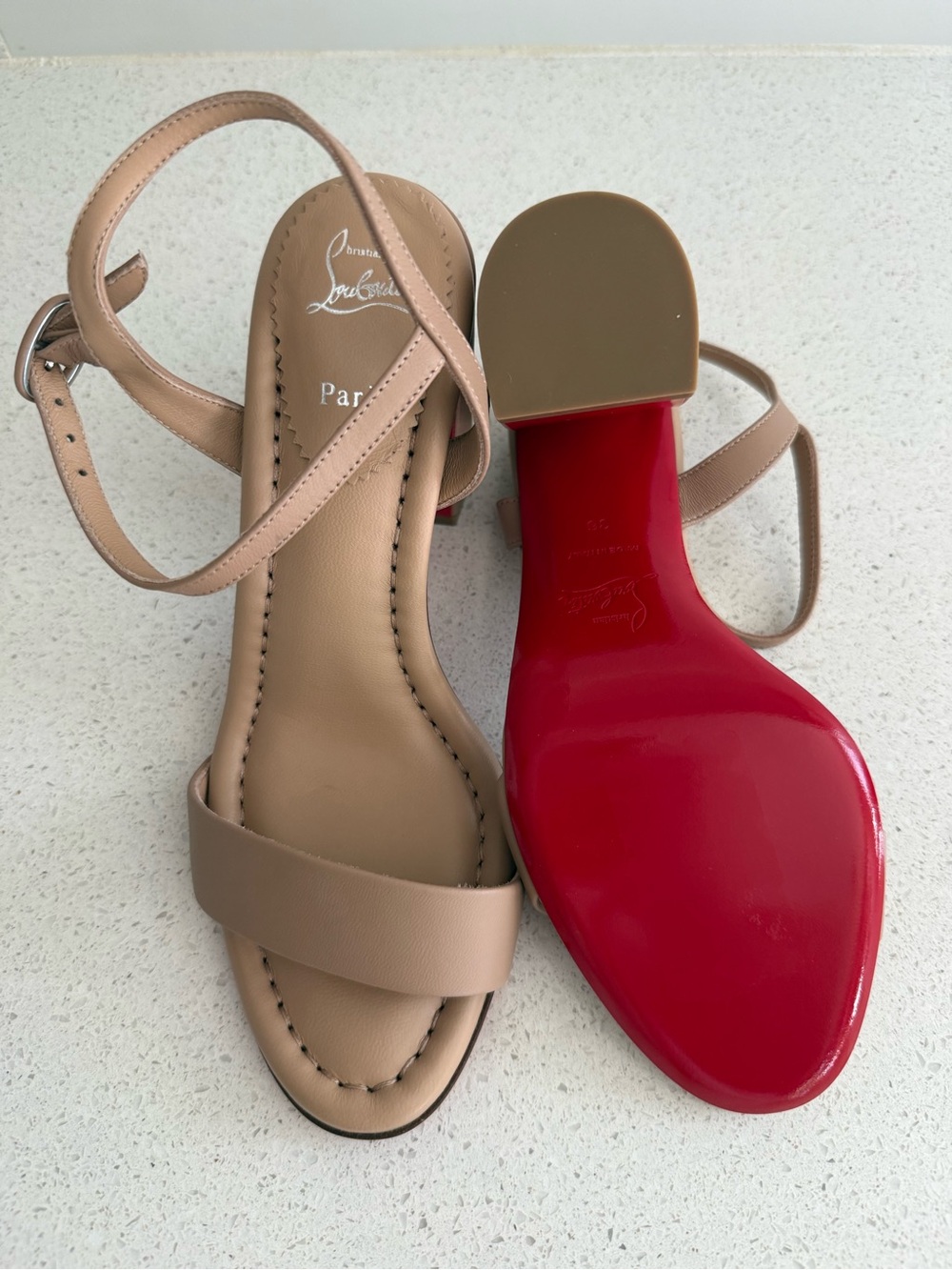 Christian Louboutin 85mm Miss Jane Ankle-Strap Sandals EU 36 US 6 Nude - Picture 9 of 10